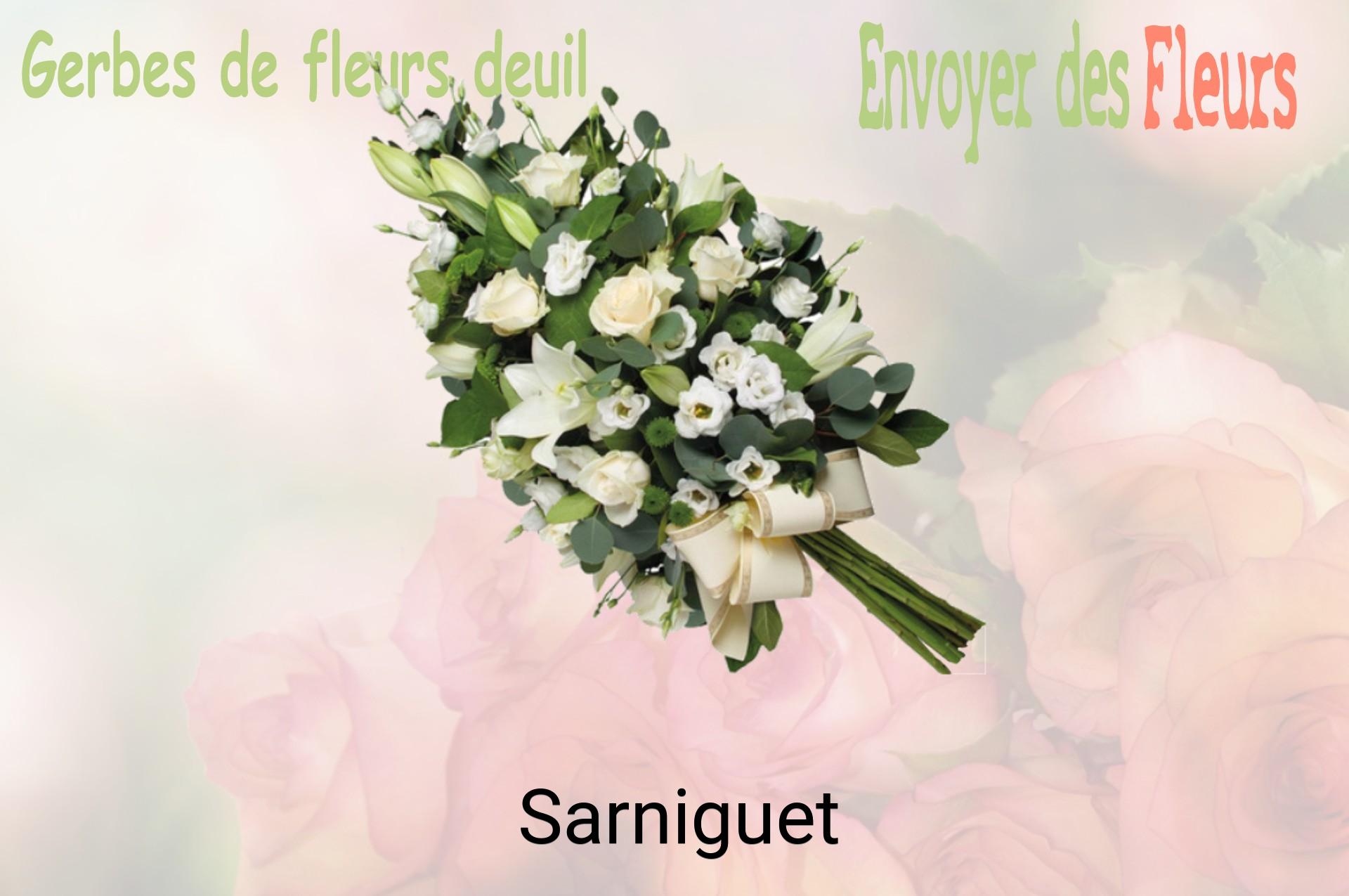 Gerbe de fleurs de deuil livrée à Sarniguet